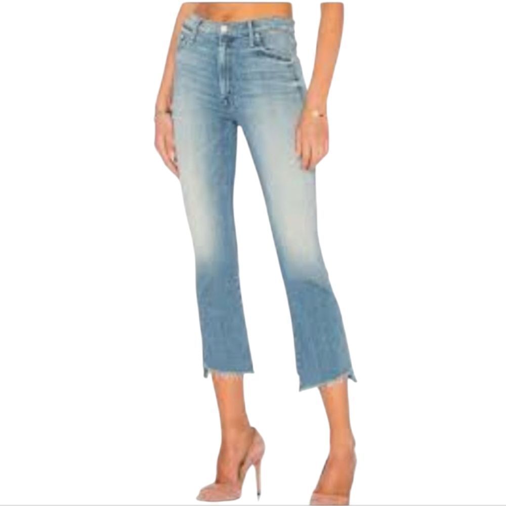 MOTHER Superior Jeans Insider Crop Two Step Fray When Sparks Fly Light Blue 29